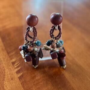 Vintage Women’s Beaded Earrings Earth Tone Boho Post Back